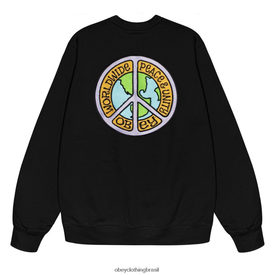roupas br OBEY homens gola redonda paz e unidade preto J22J4V1046