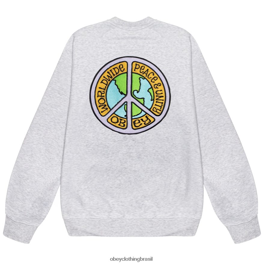 roupas br OBEY homens gola redonda paz e unidade urze cinza J22J4V1047