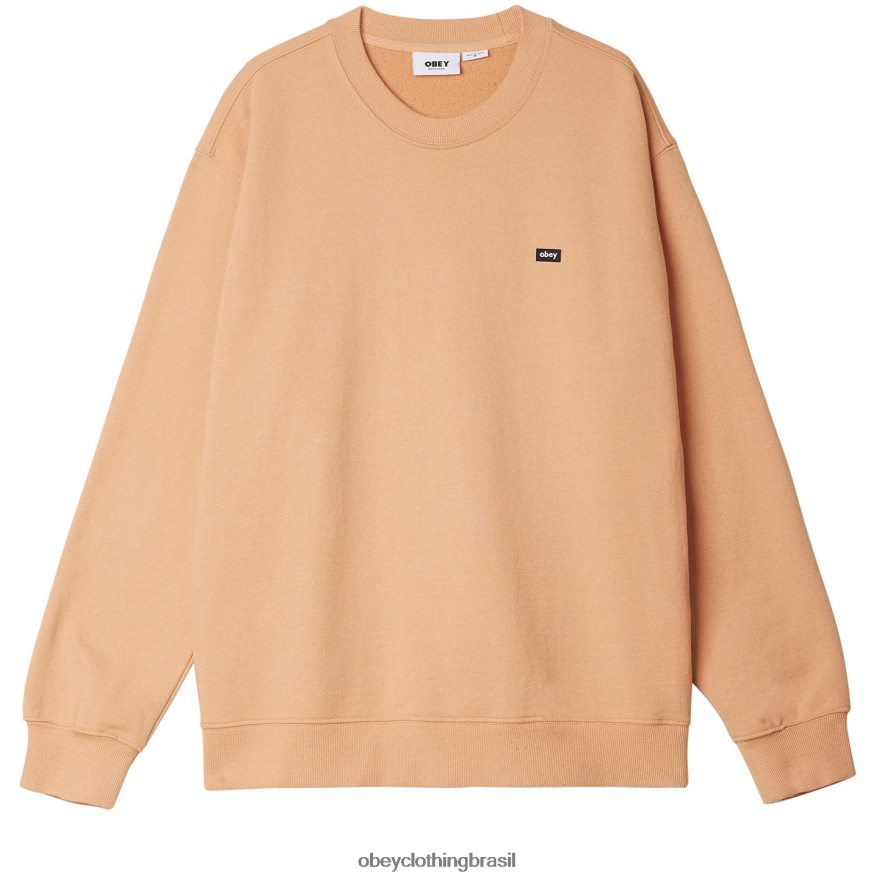 roupas br OBEY homens gola redonda pesada reciclada atemporal pigmento coral pôr do sol J22J4V1004