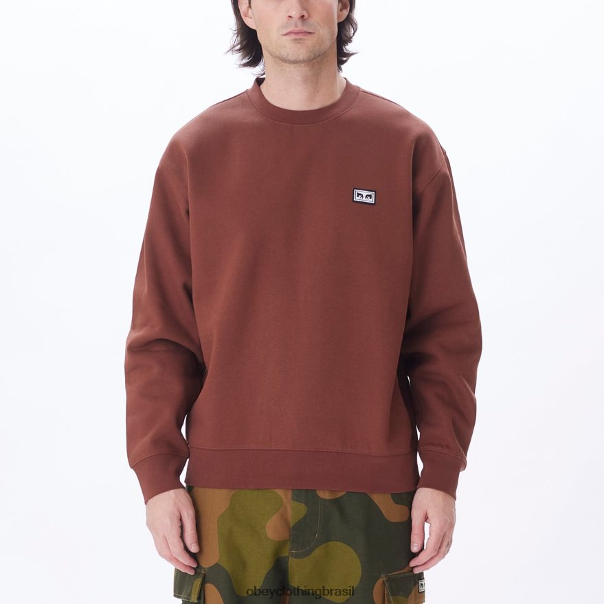 roupas br OBEY homens olhos de obras estabelecidas com gola redonda sépia J22J4V1033