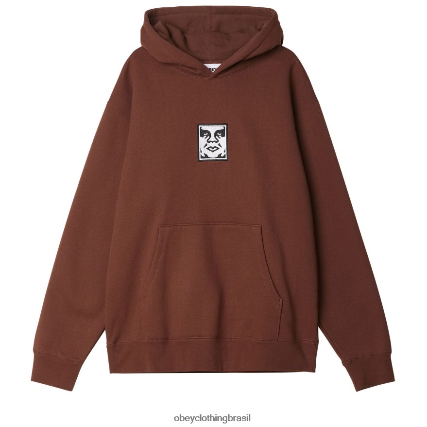 roupas br OBEY homens pulôver com capuz extra pesado ícone sépia J22J4V994