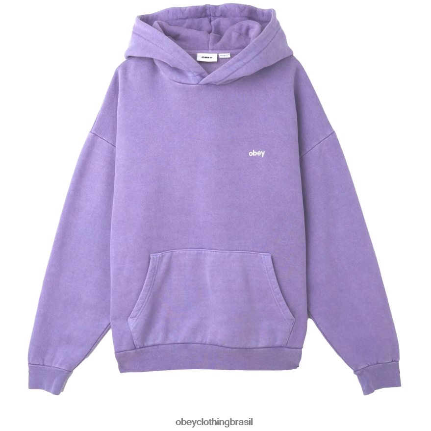 roupas br OBEY homens pulôver com capuz pigmentado em letras minúsculas pigmento flor de maracujá J22J4V981