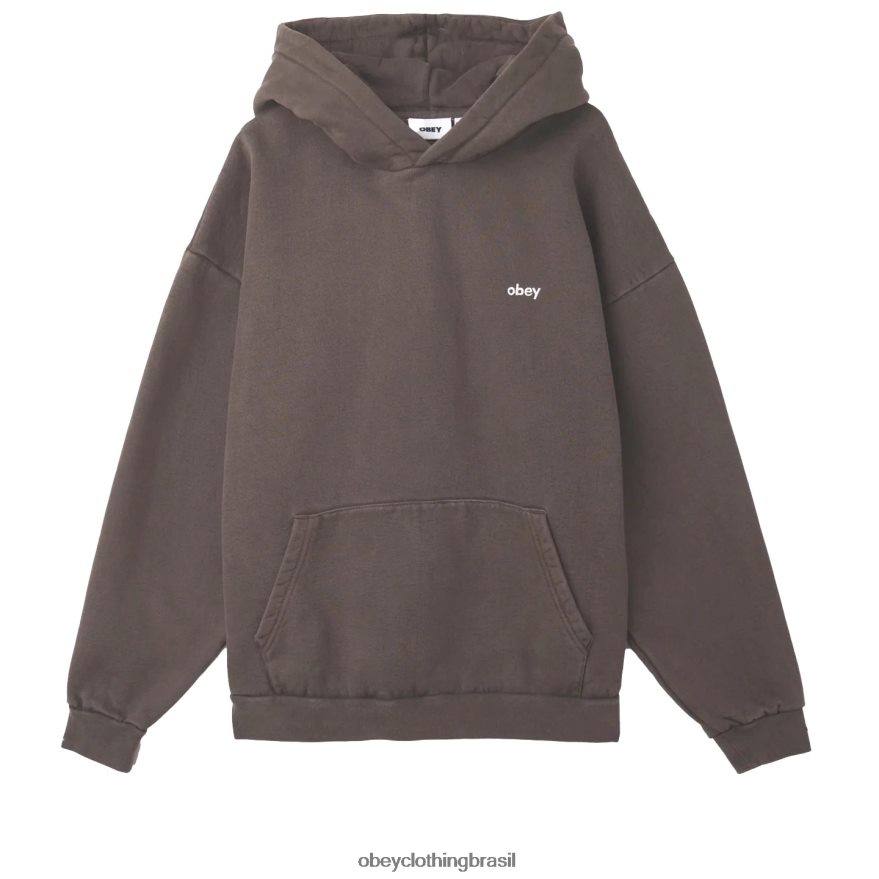 roupas br OBEY homens pulôver com capuz pigmentado em letras minúsculas pigmento java marrom J22J4V980