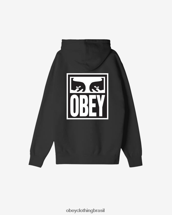 roupas br OBEY homens pulôver premium com capuz e ícone de olhos preto J22J4V1020
