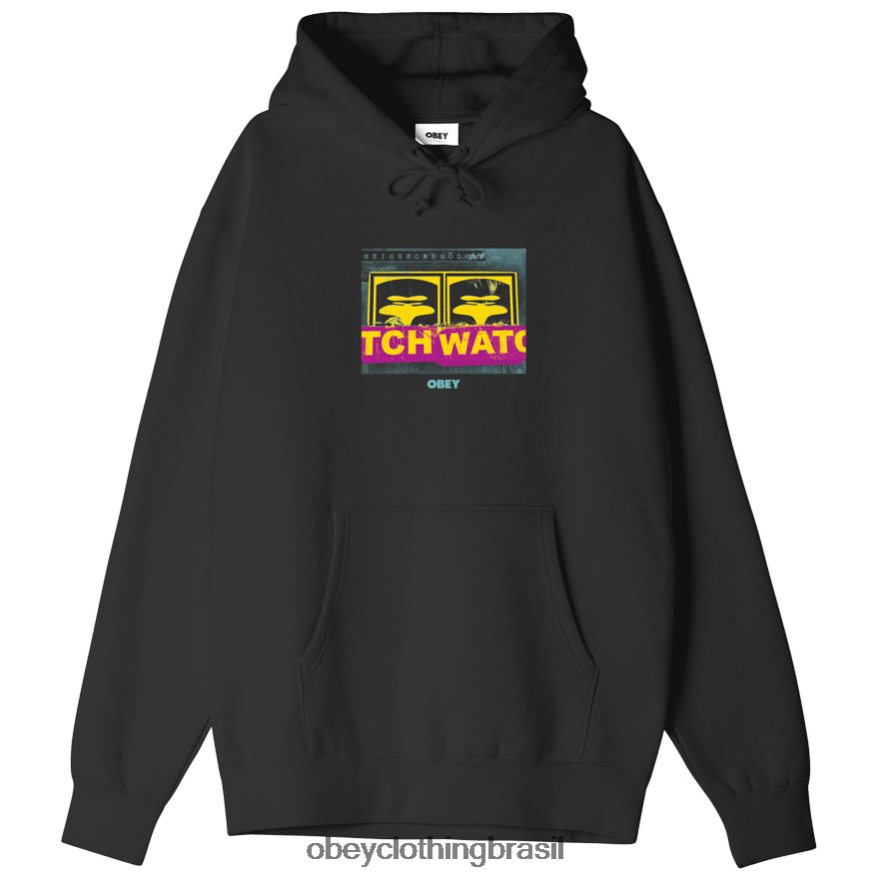 roupas br OBEY homens pulôver premium com capuz para relógio de bairro preto J22J4V1024