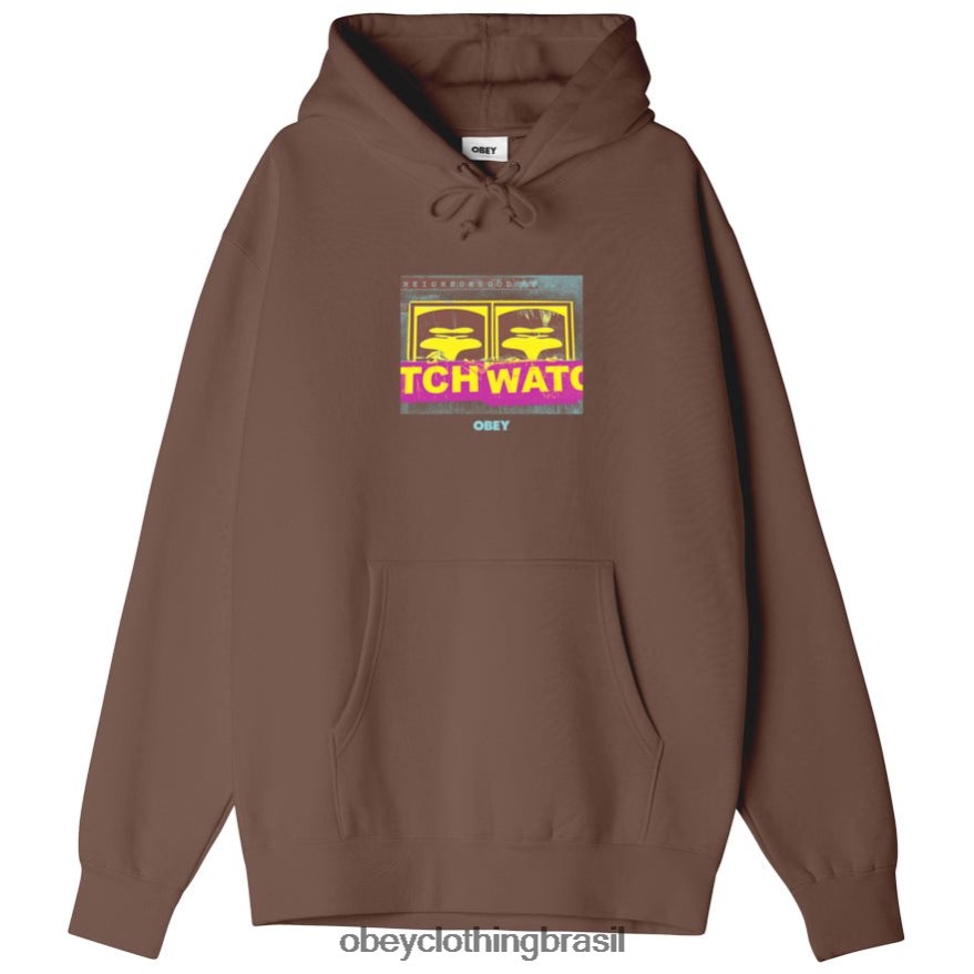 roupas br OBEY homens pulôver premium com capuz para relógio de bairro sépia J22J4V1025