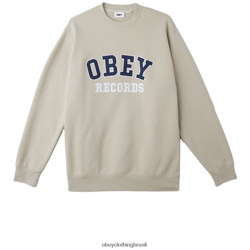 roupas br OBEY homens registra tripulação com gola redonda cinza prateado J22J4V1052