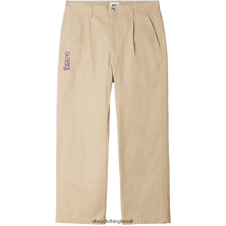 roupas br OBEY homens calça bordada imobiliária creme irlandês J22J4V951
