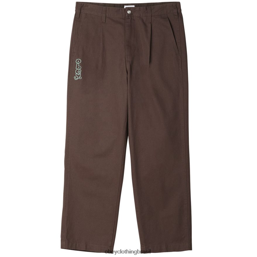 roupas br OBEY homens calça bordada imobiliária marrom escuro J22J4V952