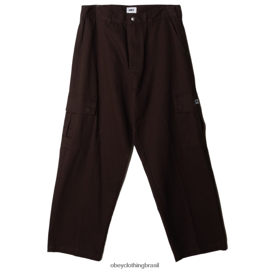 roupas br OBEY homens calça cargo de sarja folgada bigwig java marrom J22J4V934