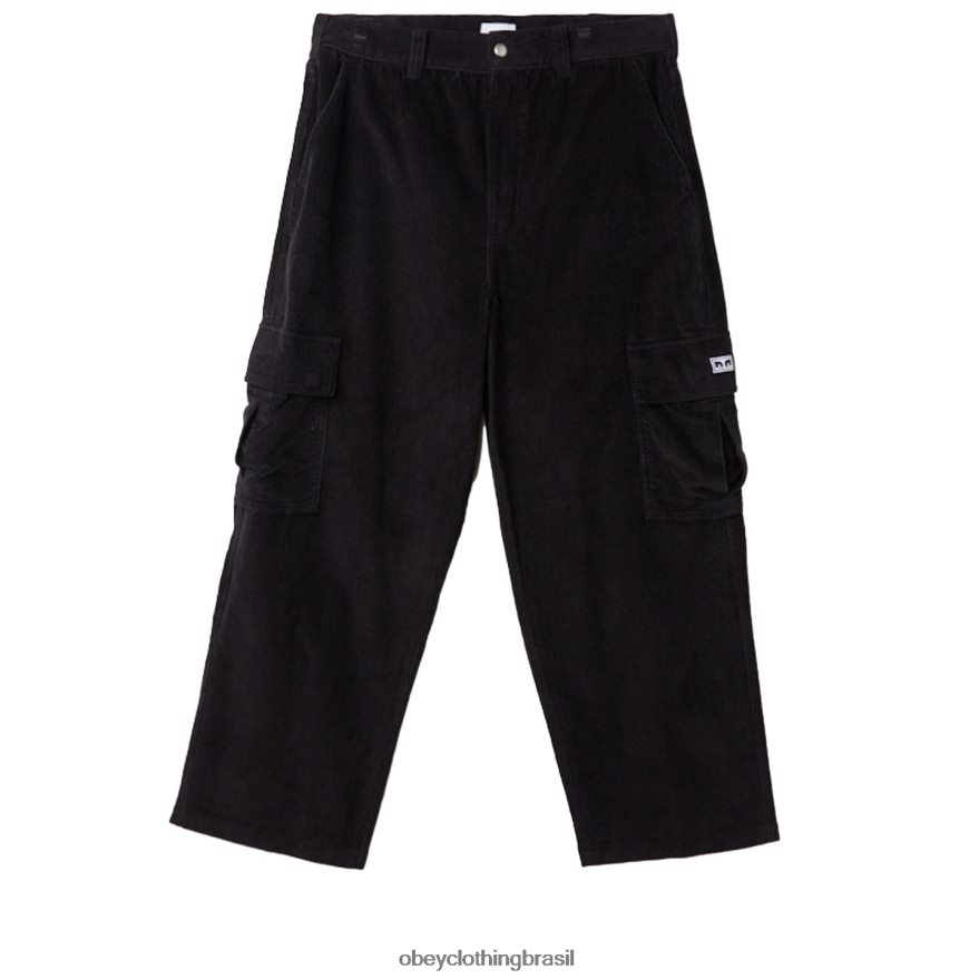 roupas br OBEY homens calça cargo de veludo cotelê bigwig preto digital J22J4V913