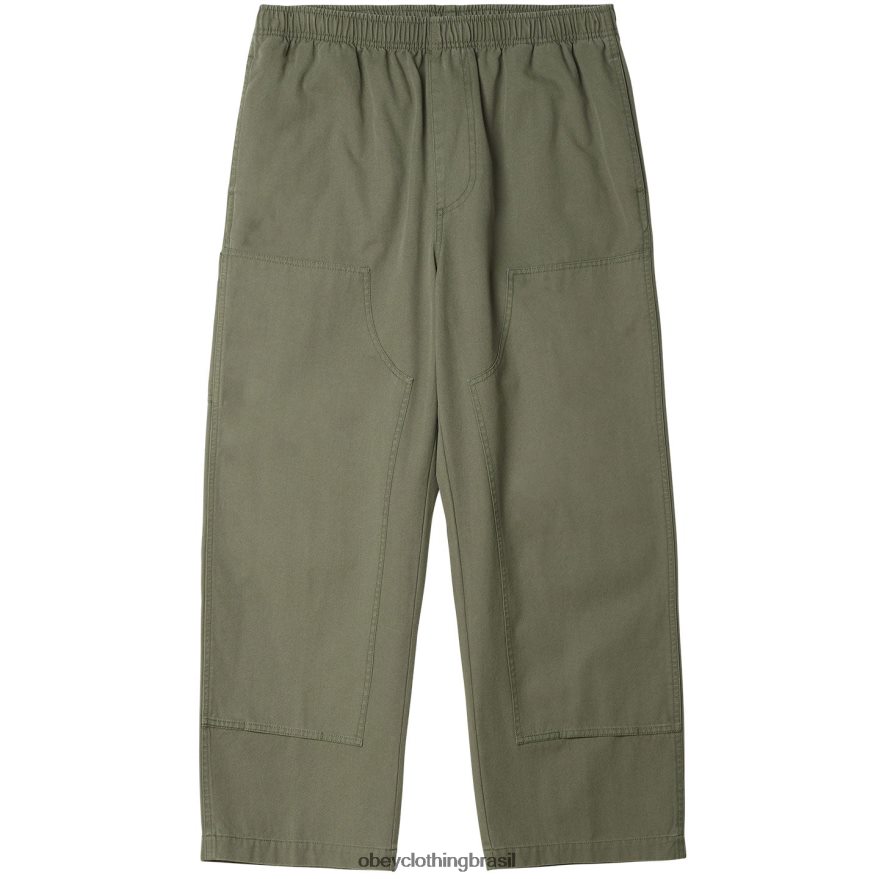roupas br OBEY homens calça de lona grande e fácil azeitona esfumaçada J22J4V938