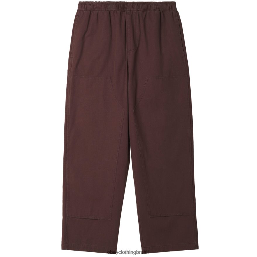 roupas br OBEY homens calça de lona grande e fácil marrom escuro J22J4V937