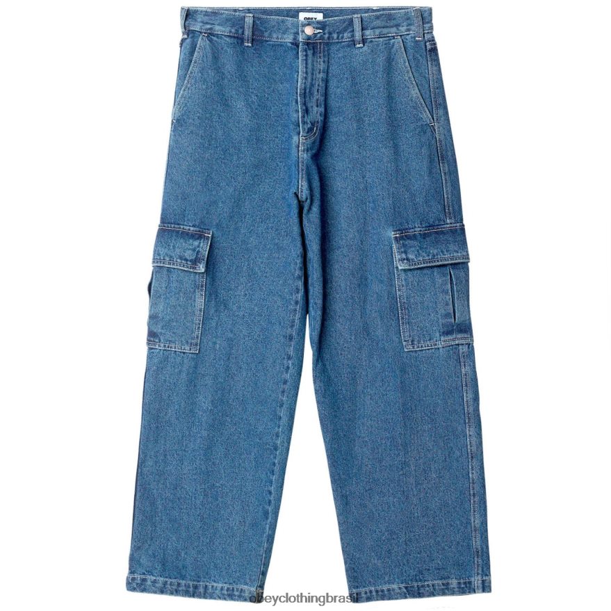 roupas br OBEY homens calça jeans cargo com peruca grande índigo claro J22J4V917