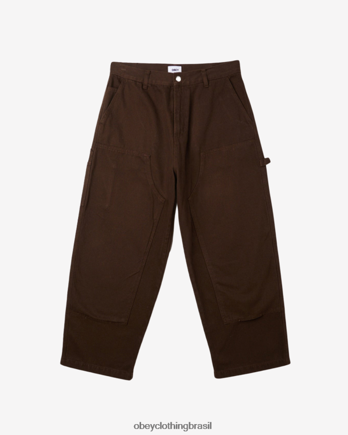 roupas br OBEY homens calça jeans de carpinteiro bigwig java marrom J22J4V930