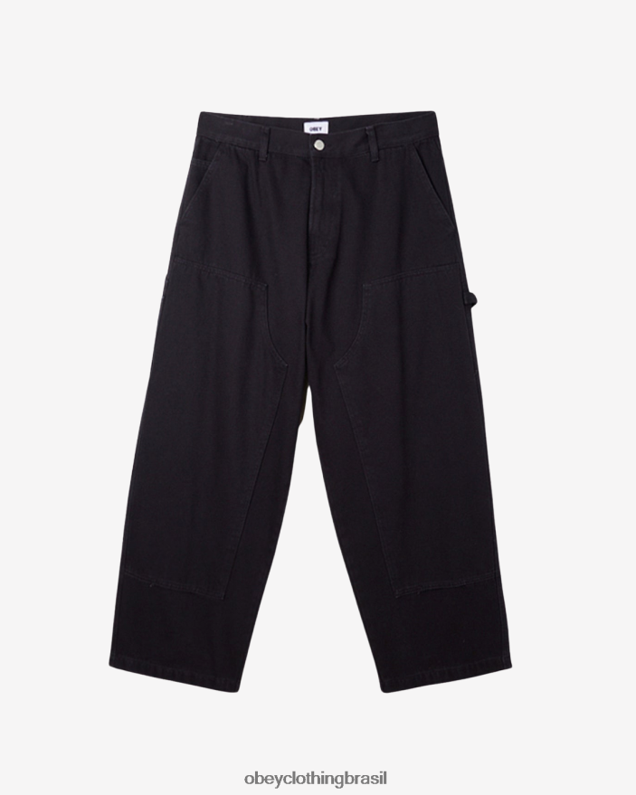 roupas br OBEY homens calça jeans de carpinteiro bigwig preto digital J22J4V929