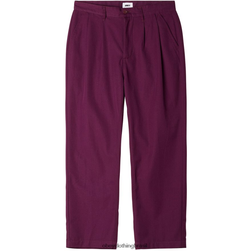 roupas br OBEY homens calça plissada fubar beterraba J22J4V954