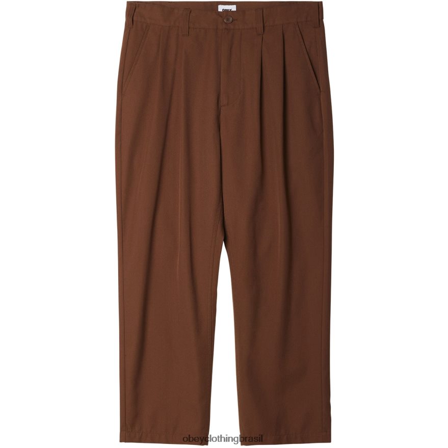 roupas br OBEY homens calça plissada fubar sépia J22J4V956