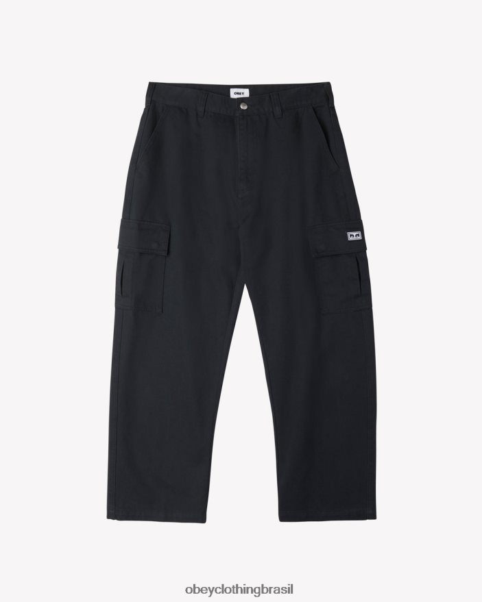 roupas br OBEY homens calça cargo de sarja folgada bigwig preto J22J4V18