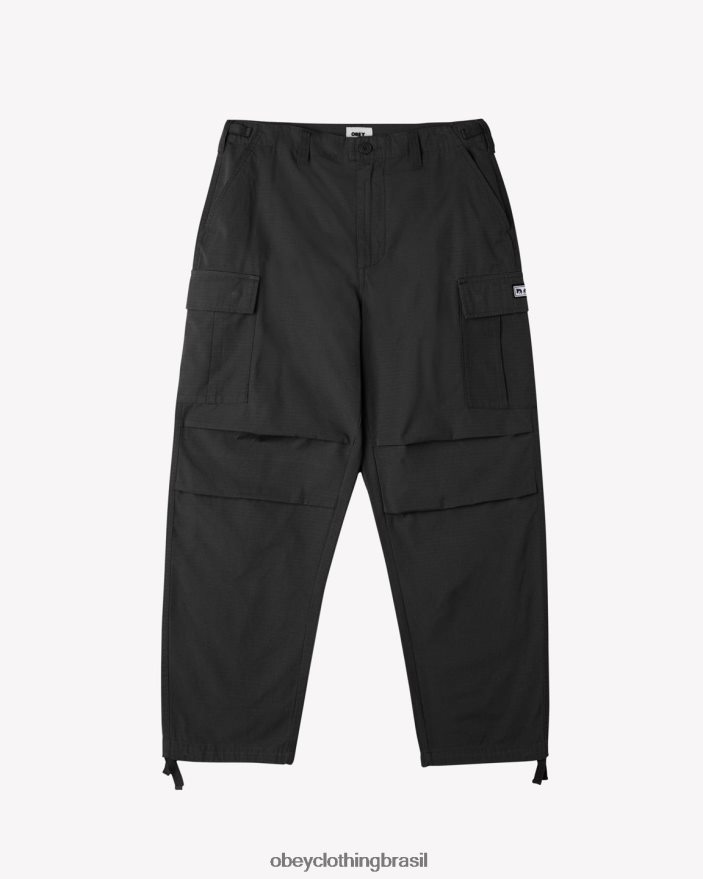 roupas br OBEY homens calça cargo ripstop hardwork preto J22J4V56