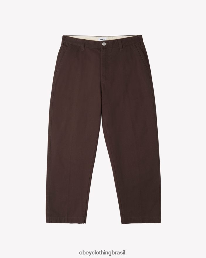 roupas br OBEY homens calça chino manda-chuva java marrom J22J4V35