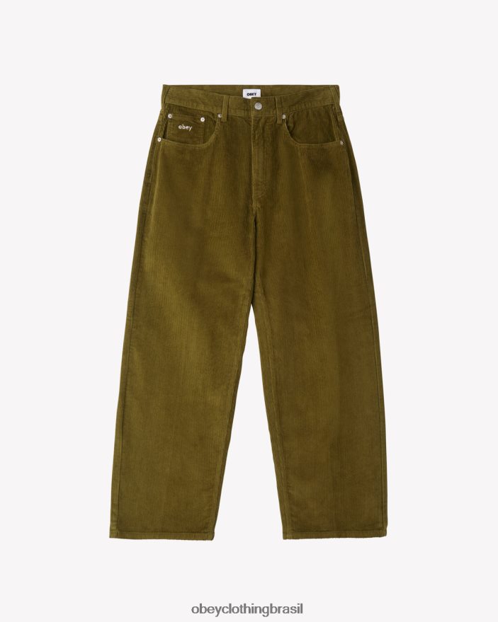 roupas br OBEY homens calça de veludo cotelê bigwig musgo verde J22J4V21