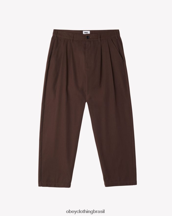 roupas br OBEY homens calça plissada fubar java marrom J22J4V13