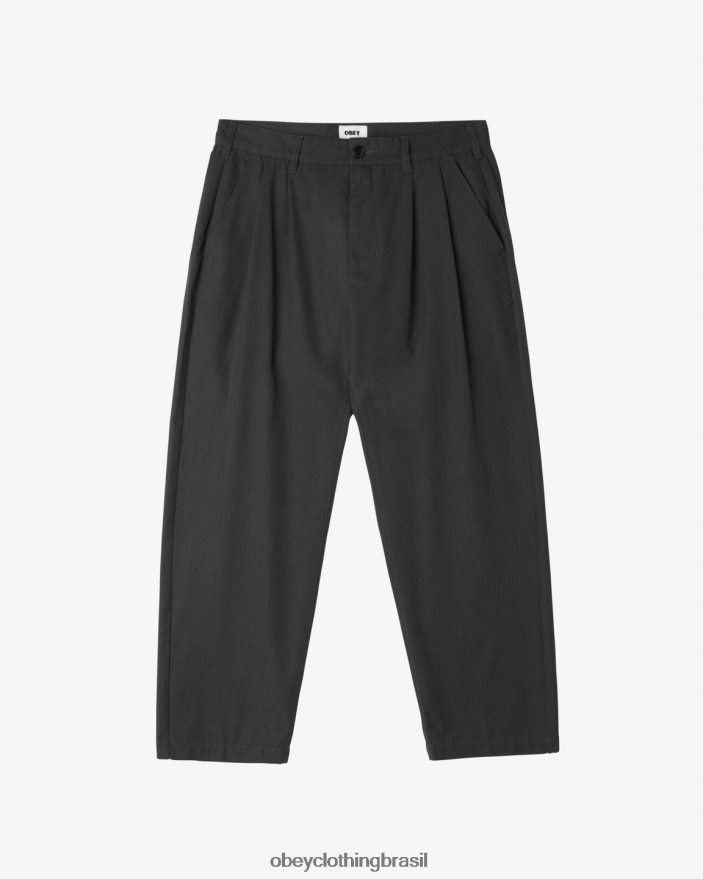 roupas br OBEY homens calça plissada fubar preto J22J4V12
