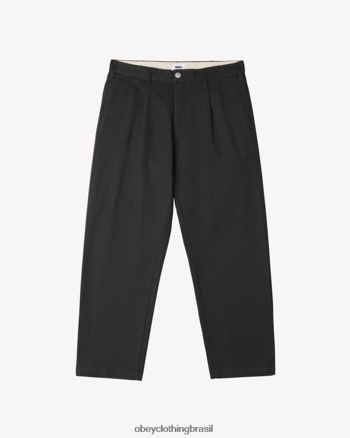 roupas br OBEY homens calça plissada hardwork lavado de preto J22J4V40