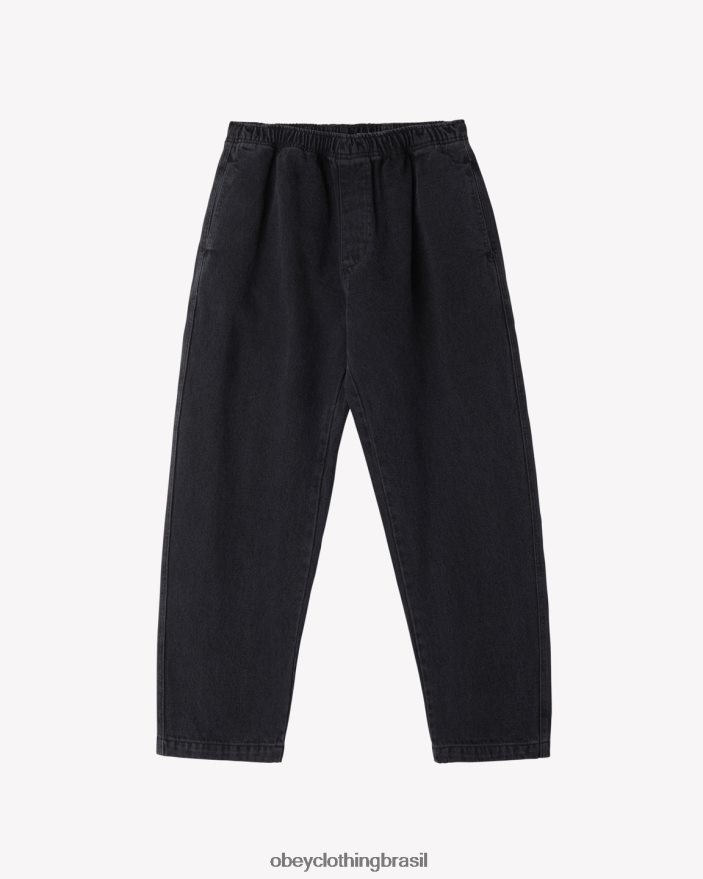 roupas br OBEY homens calça jeans fácil preto desbotado J22J4V68