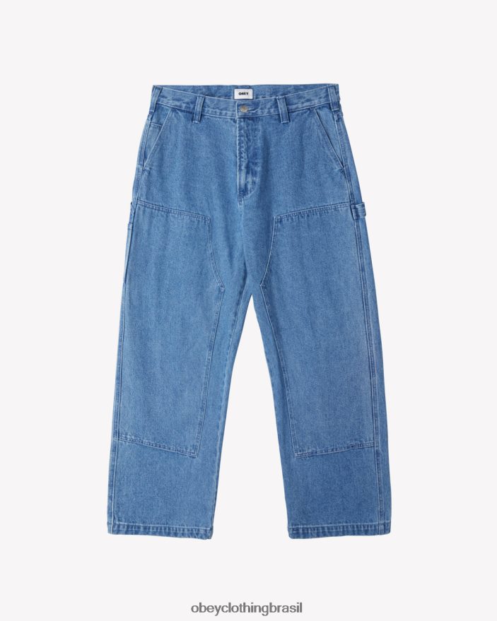 roupas br OBEY homens jeans de carpinteiro figurão índigo claro J22J4V81