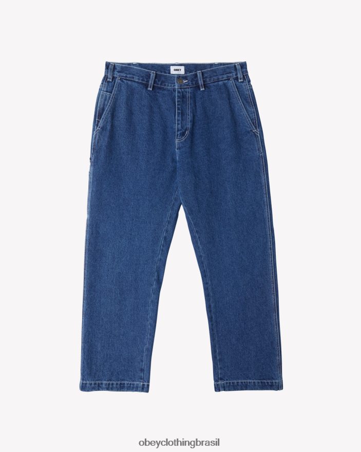 roupas br OBEY homens jeans de carpinteiro trabalhador lavagem de pedra índigo J22J4V66