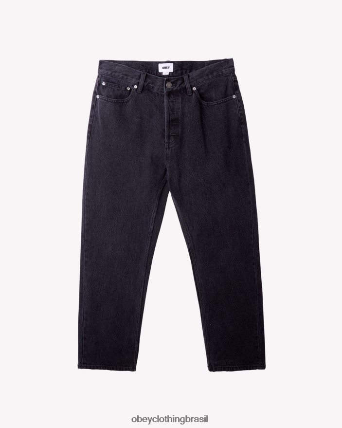 roupas br OBEY homens jeans duro preto desbotado J22J4V61