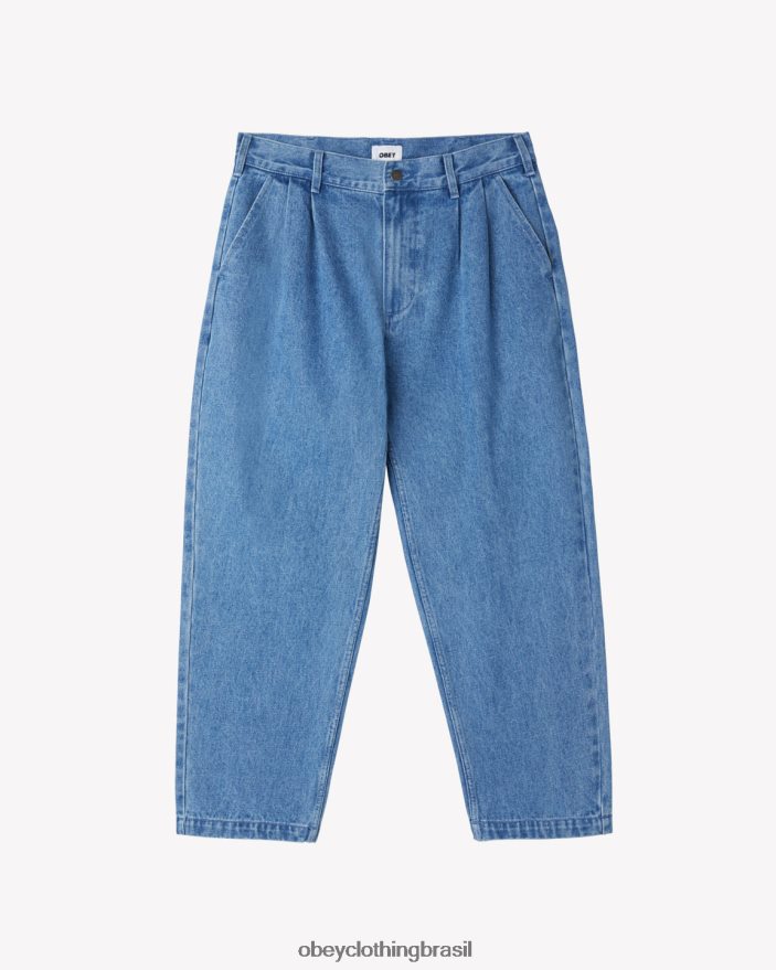 roupas br OBEY homens jeans plissado fubar índigo claro J22J4V75