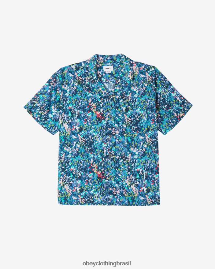 roupas br OBEY homens a camisa do jardim azul-petróleo multi J22J4V148