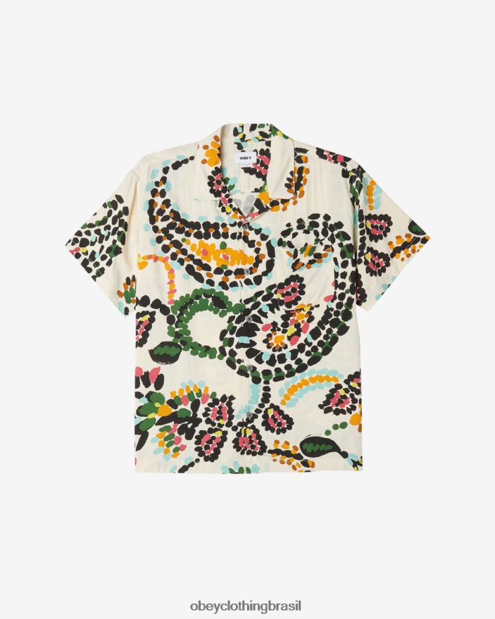 roupas br OBEY homens camisa paisley com bolinhas fumaça branca multi J22J4V143