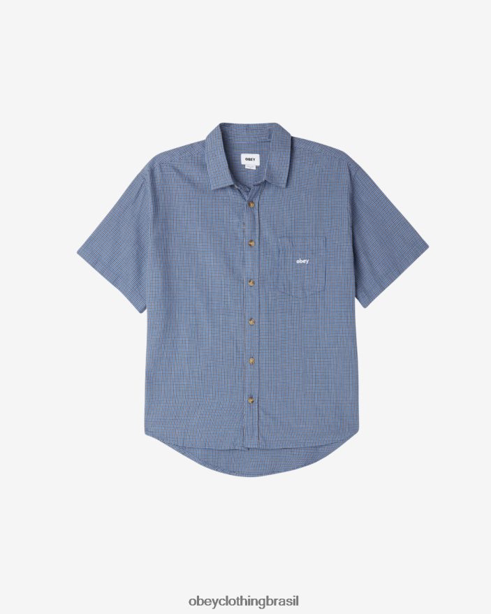 roupas br OBEY homens camisa à prova de bigwig coroa azul multi J22J4V149