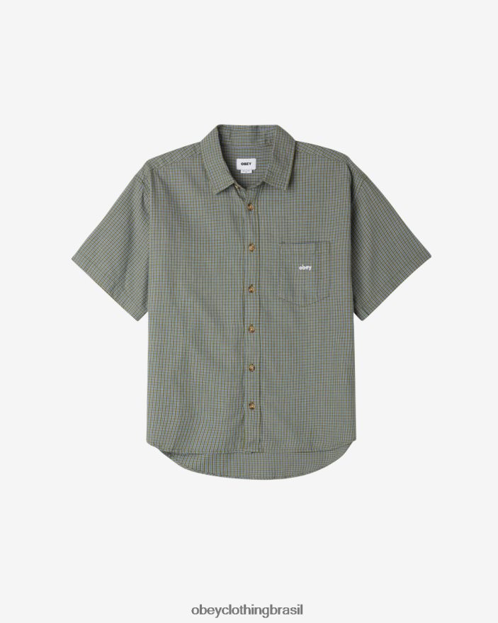 roupas br OBEY homens camisa à prova de bigwig verde musgo multi J22J4V150