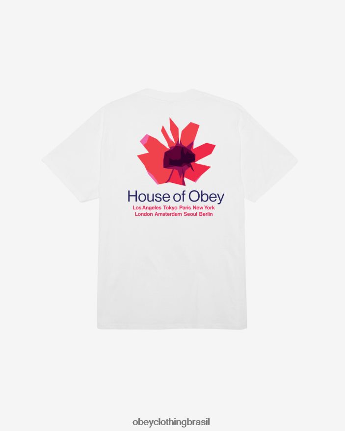 roupas br OBEY homens camiseta clássica casa de floral branco J22J4V309