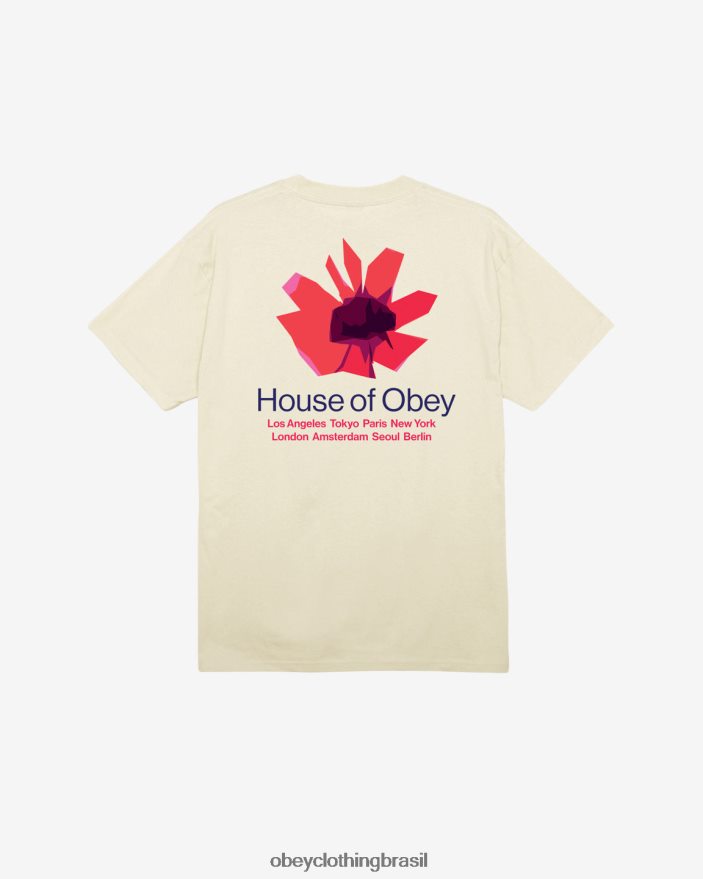 roupas br OBEY homens camiseta clássica casa de floral creme J22J4V308