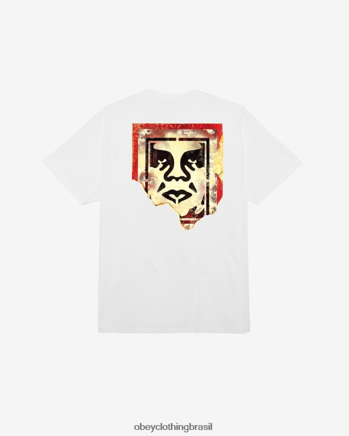 roupas br OBEY homens camiseta clássica com ícone rasgado branco J22J4V326