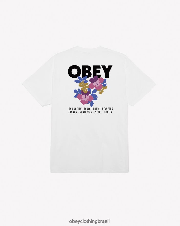 roupas br OBEY homens camiseta clássica com jardim floral branco J22J4V290