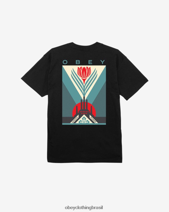 roupas br OBEY homens camiseta clássica da fábrica de energia verde preto J22J4V330