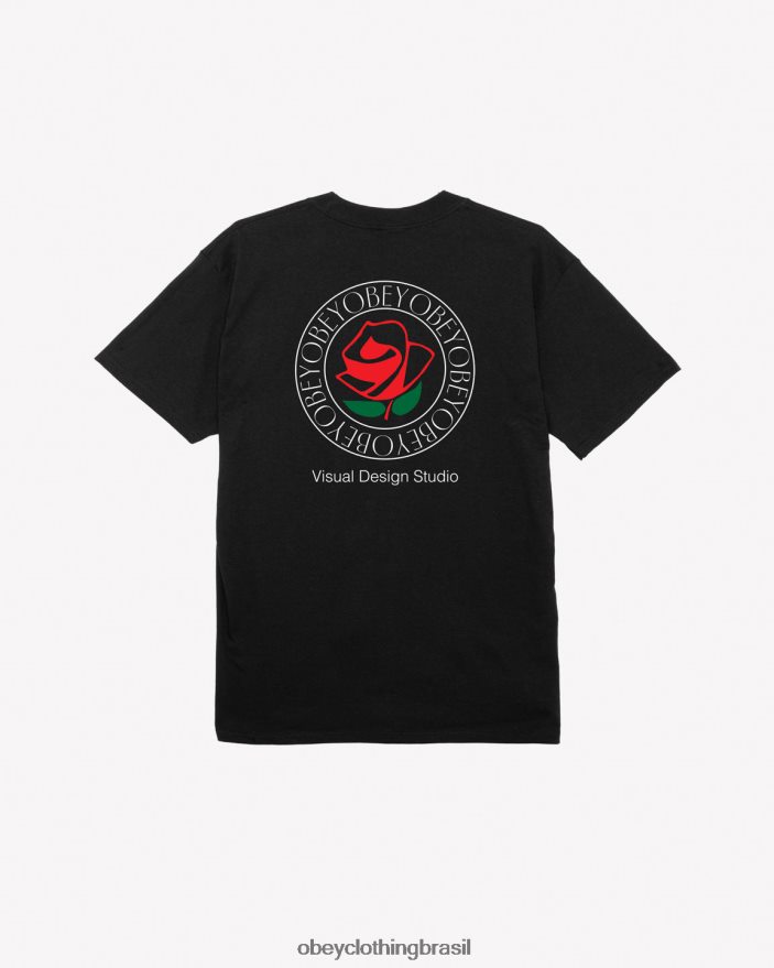 roupas br OBEY homens camiseta clássica do estúdio de design visual preto J22J4V304