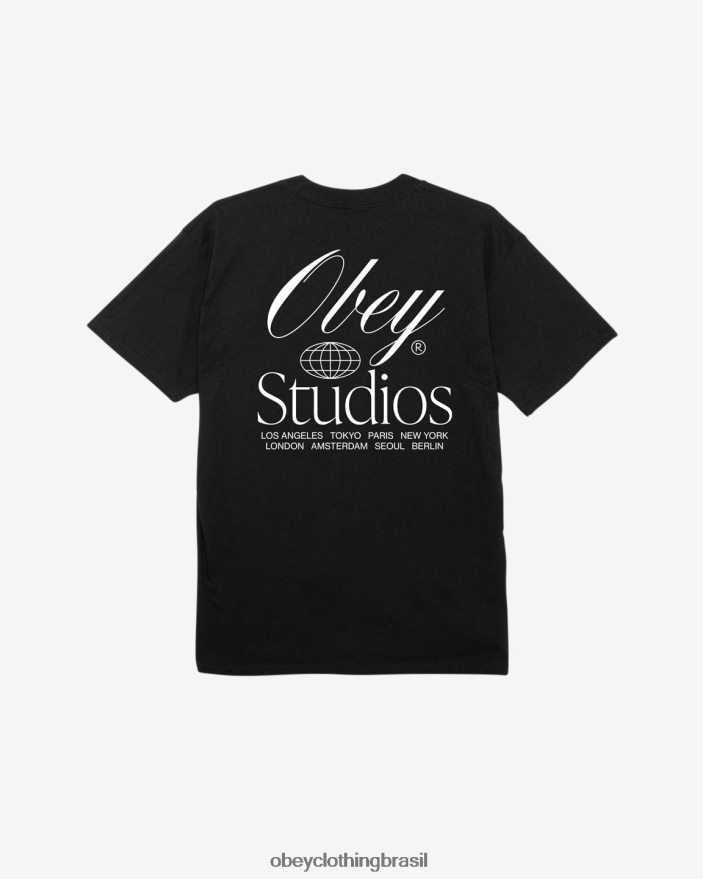 roupas br OBEY homens camiseta clássica dos estúdios em todo o mundo preto J22J4V294