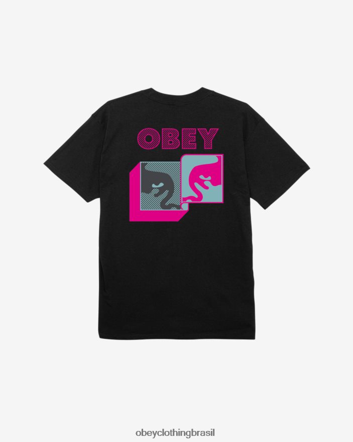 roupas br OBEY homens camiseta clássica pós-moderna preto J22J4V329
