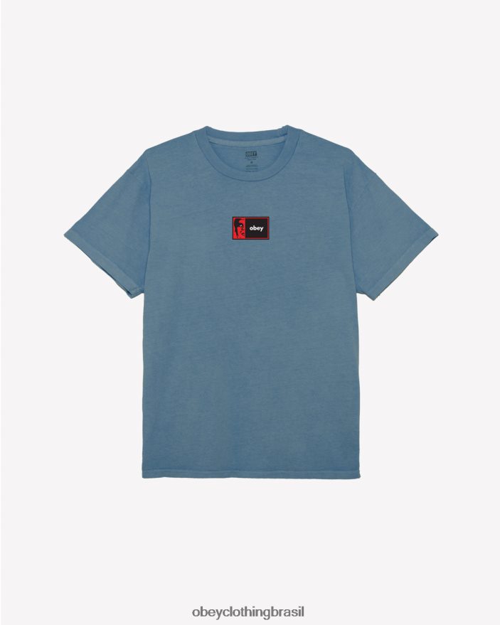 roupas br OBEY homens camiseta com pigmento meio ícone coroa de pigmento azul J22J4V359