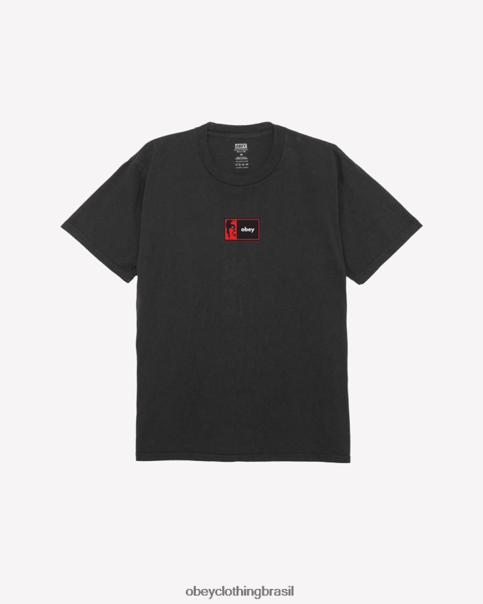 roupas br OBEY homens camiseta com pigmento meio ícone pigmento vintage preto J22J4V360