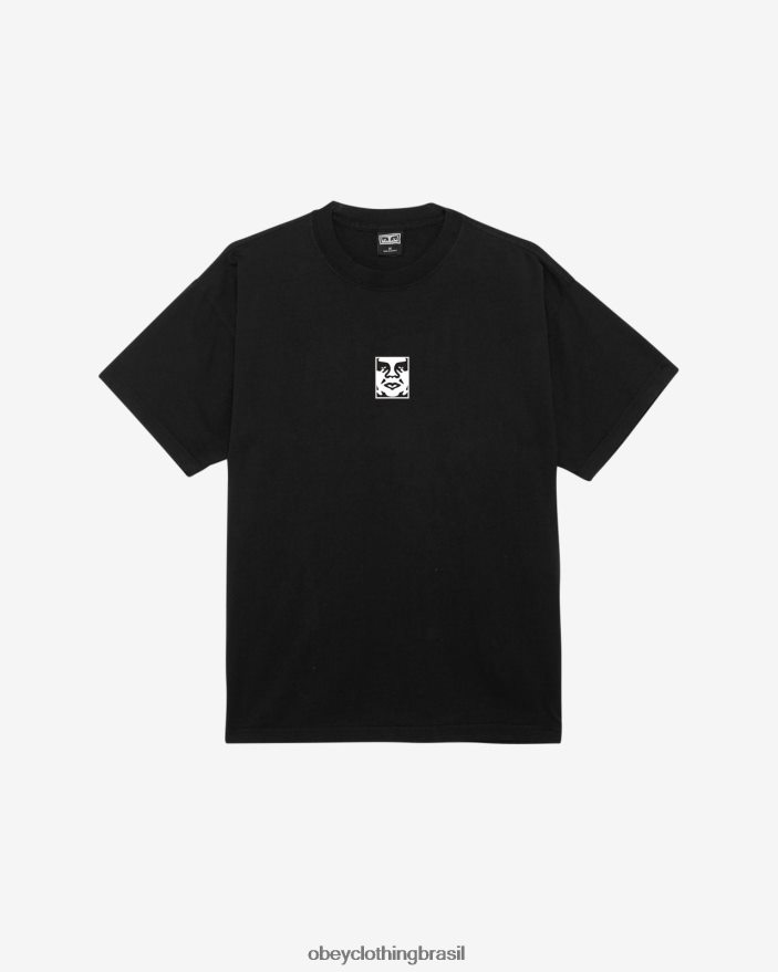 roupas br OBEY homens camiseta ícone peso pesado preto azeviche J22J4V277