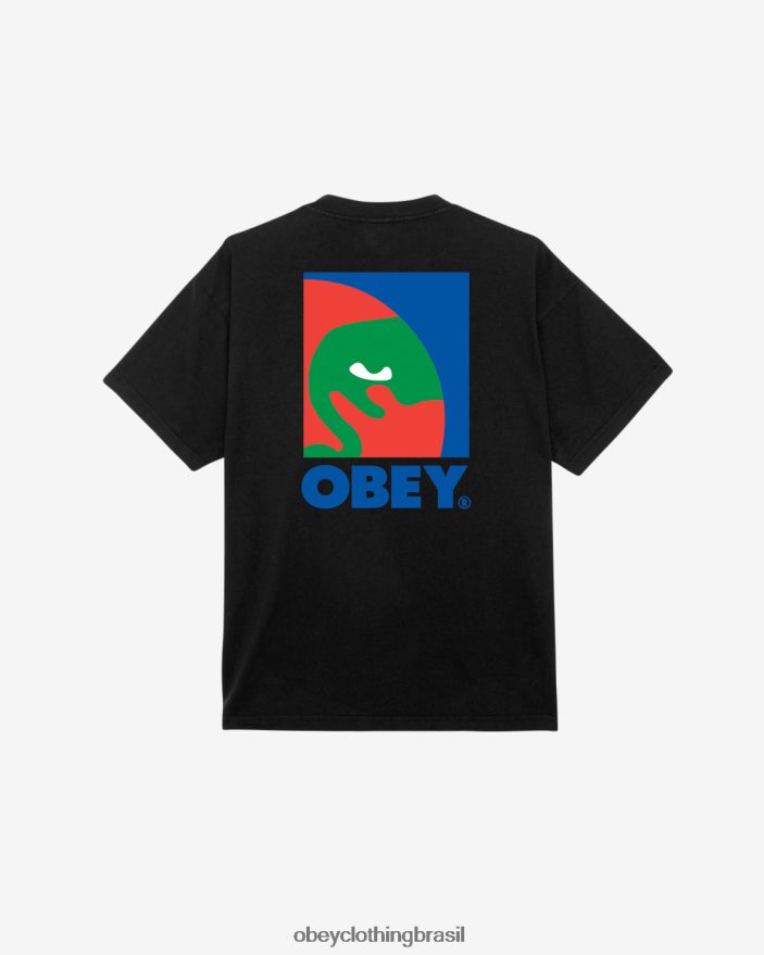 roupas br OBEY homens camiseta de peso pesado com ícone circular preto azeviche J22J4V377